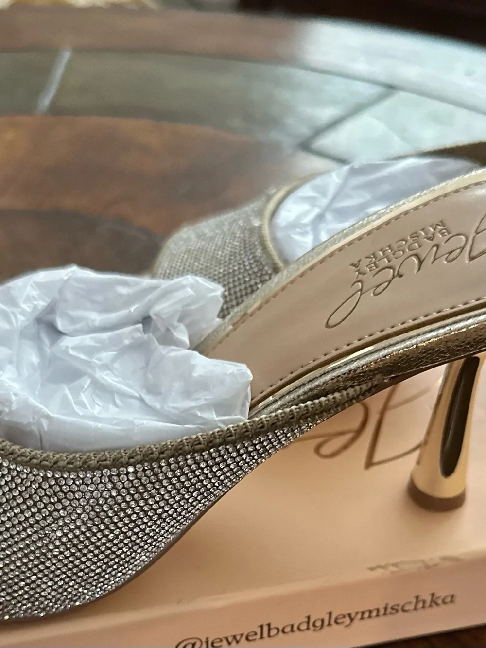 Jewel Badgley Mischka Silver Rhinestone Slide